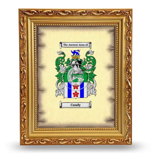 Cundy Coat of Arms Framed - Gold