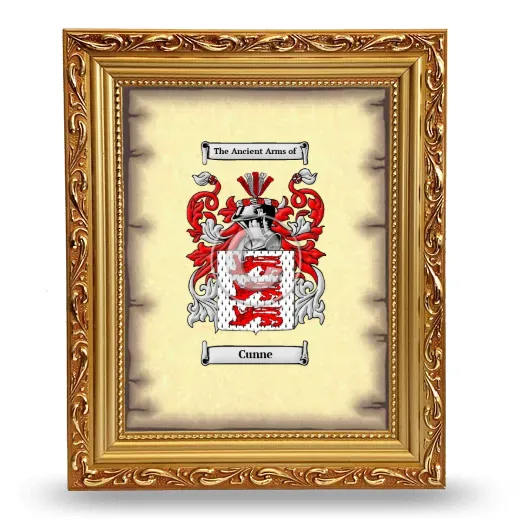 Cunne Coat of Arms Framed - Gold