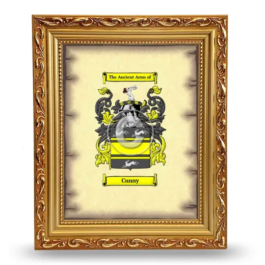 Cunny Coat of Arms Framed - Gold