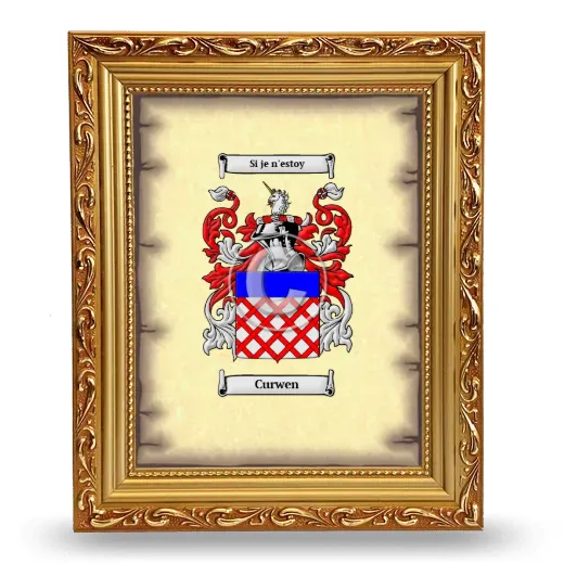Curwen Coat of Arms Framed - Gold