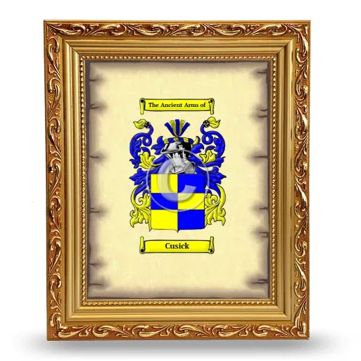 Cusick Coat of Arms Framed - Gold