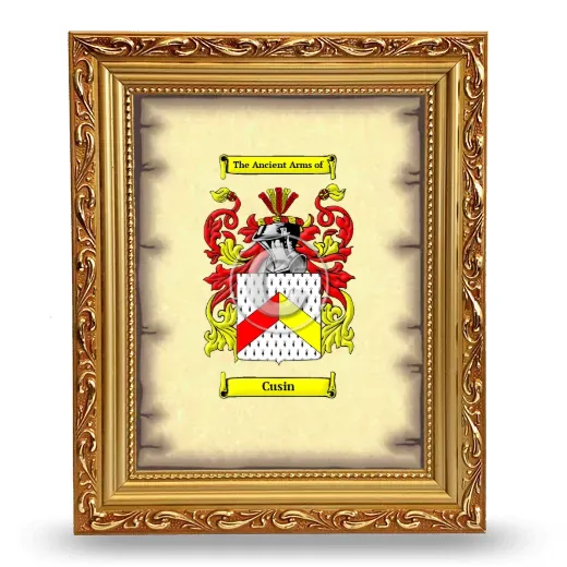 Cusin Coat of Arms Framed - Gold