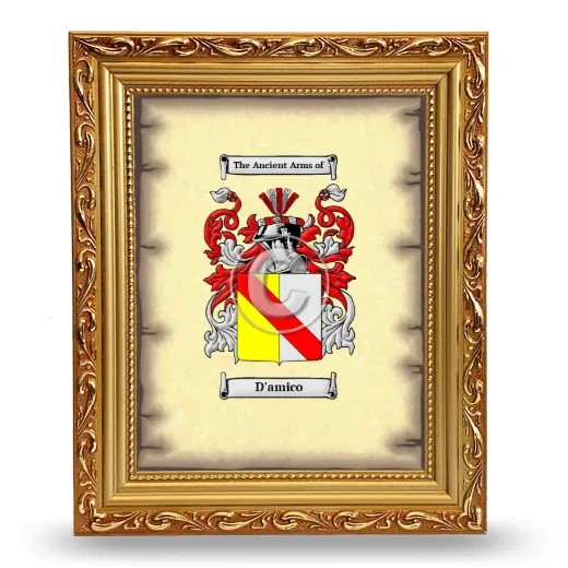 D'amico Coat of Arms Framed - Gold