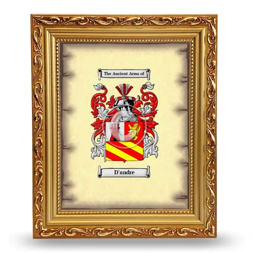 D'andre Coat of Arms Framed - Gold