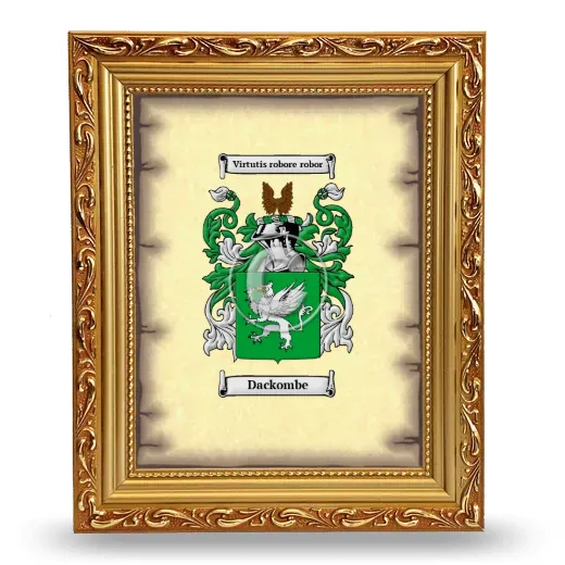 Dackombe Coat of Arms Framed - Gold