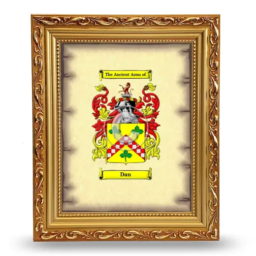 Dan Coat of Arms Framed - Gold