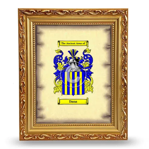 Dana Coat of Arms Framed - Gold