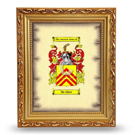 De clare Coat of Arms Framed - Gold