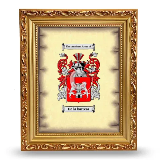 De la barrera Coat of Arms Framed - Gold