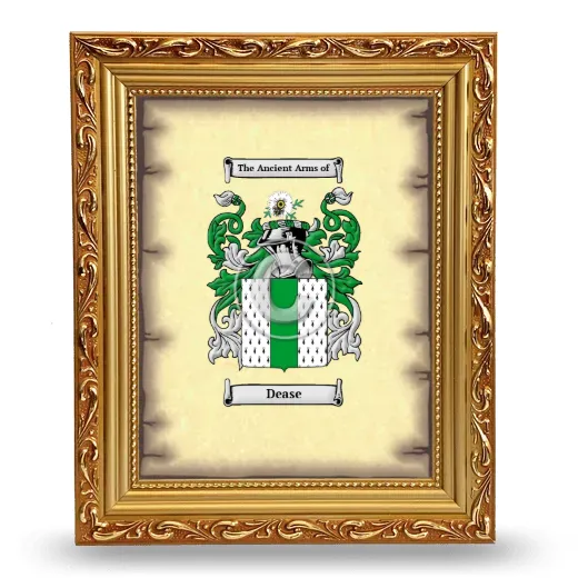 Dease Coat of Arms Framed - Gold