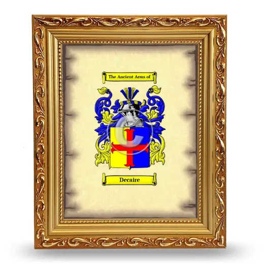 Decaire Coat of Arms Framed - Gold