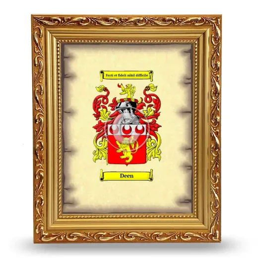 Deen Coat of Arms Framed - Gold