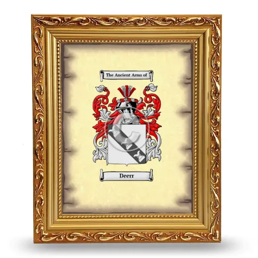 Deerr Coat of Arms Framed - Gold
