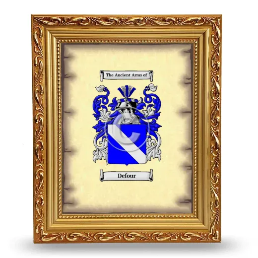 Defour Coat of Arms Framed - Gold