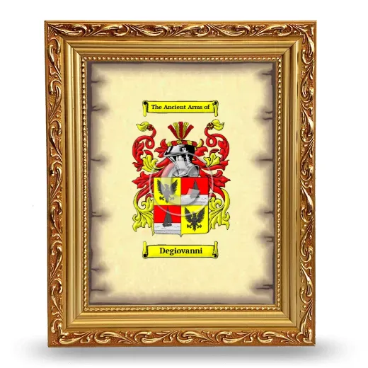 Degiovanni Coat of Arms Framed - Gold