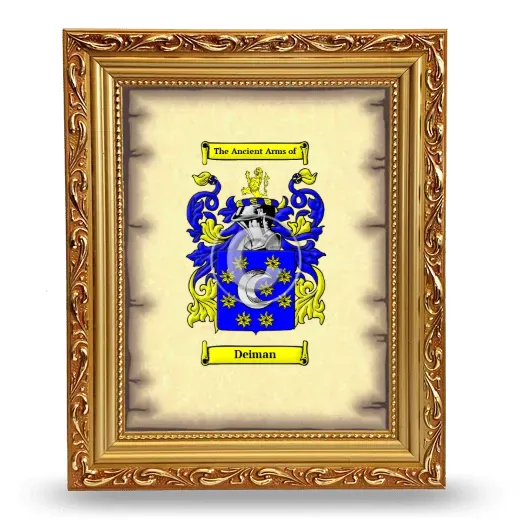 Deiman Coat of Arms Framed - Gold