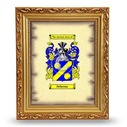 Delacour Coat of Arms Framed - Gold