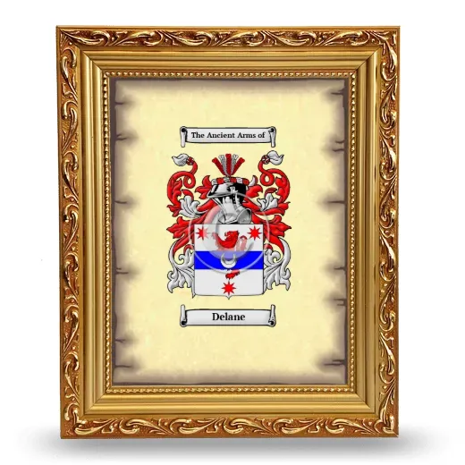 Delane Coat of Arms Framed - Gold