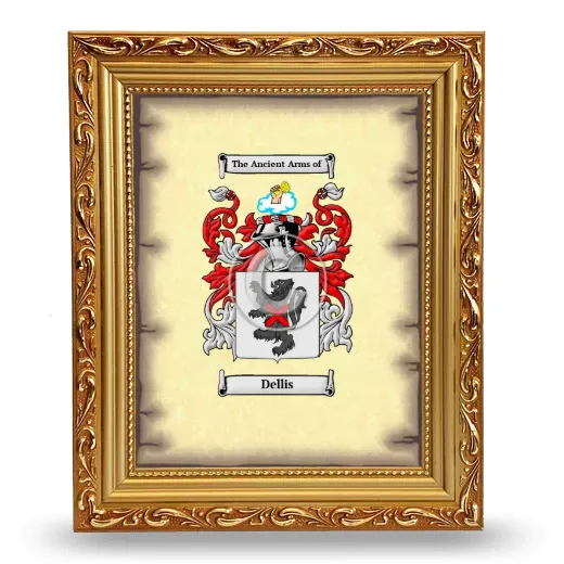 Dellis Coat of Arms Framed - Gold