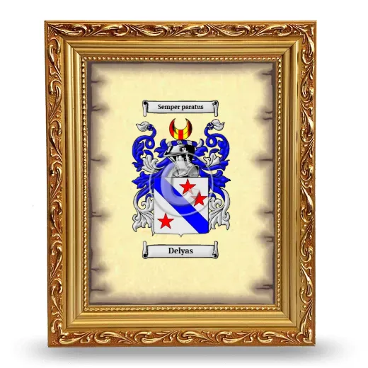 Delyas Coat of Arms Framed - Gold