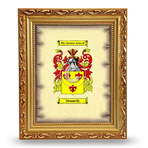 Dennerly Coat of Arms Framed - Gold