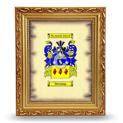 Descamp Coat of Arms Framed - Gold