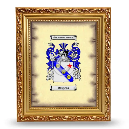 Despens Coat of Arms Framed - Gold