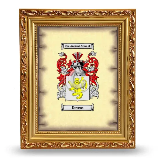 Devens Coat of Arms Framed - Gold