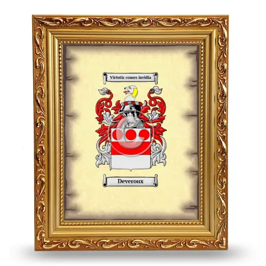 Deveroux Coat of Arms Framed - Gold