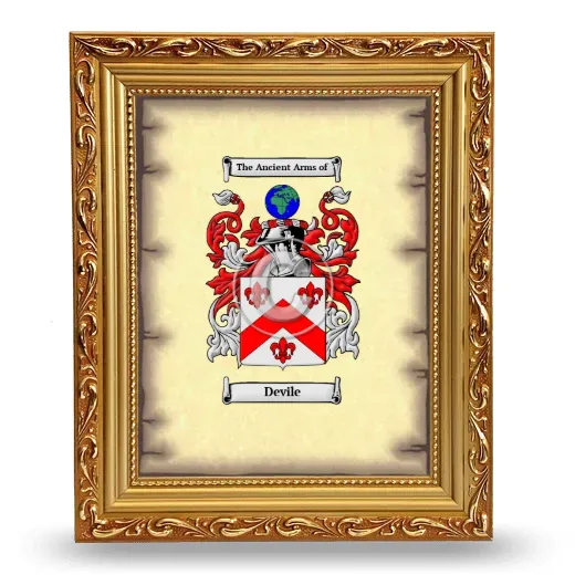 Devile Coat of Arms Framed - Gold