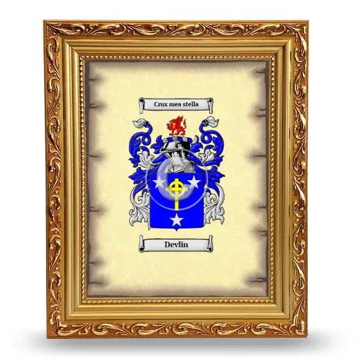 Devlin Coat of Arms Framed - Gold