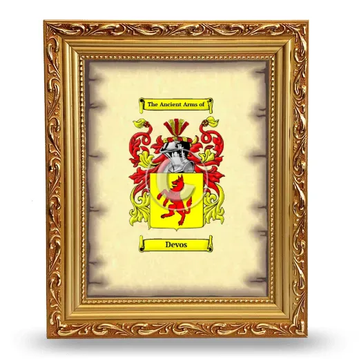 Devos Coat of Arms Framed - Gold
