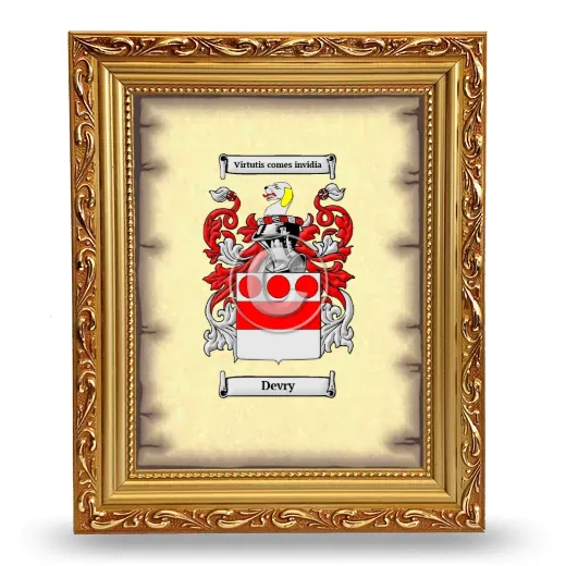 Devry Coat of Arms Framed - Gold