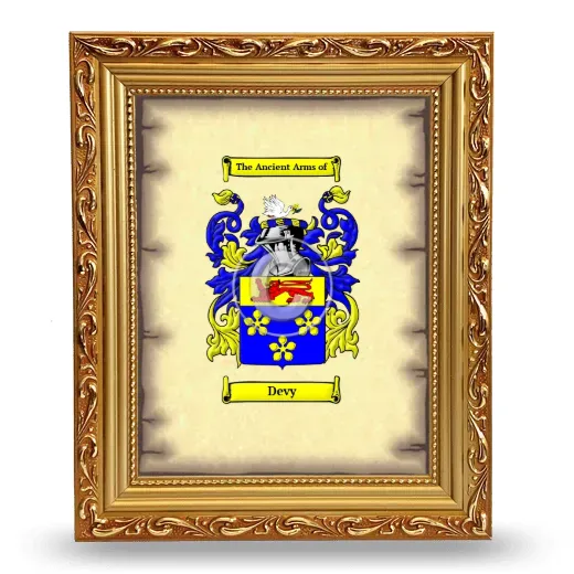Devy Coat of Arms Framed - Gold