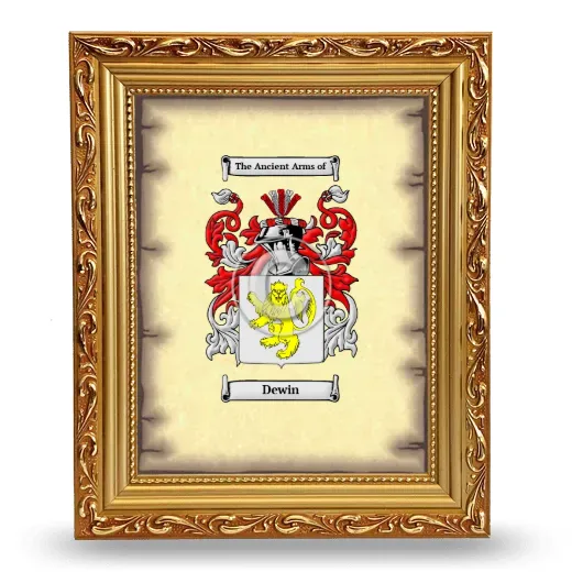 Dewin Coat of Arms Framed - Gold