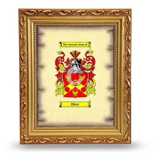 Dicer Coat of Arms Framed - Gold