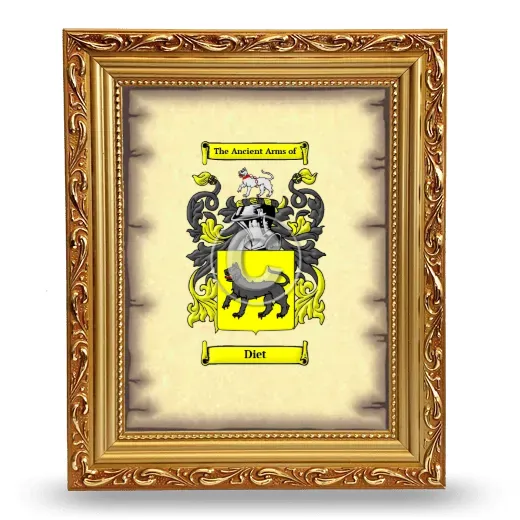 Diet Coat of Arms Framed - Gold