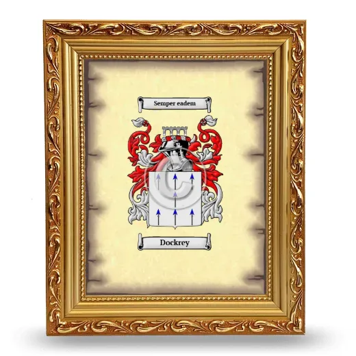 Dockrey Coat of Arms Framed - Gold