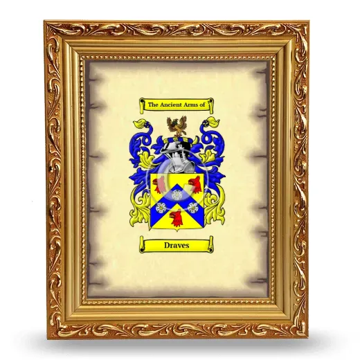 Draves Coat of Arms Framed - Gold
