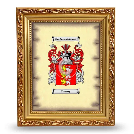 Dunny Coat of Arms Framed - Gold