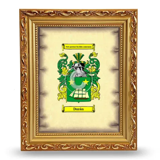 Durán Coat of Arms Framed - Gold