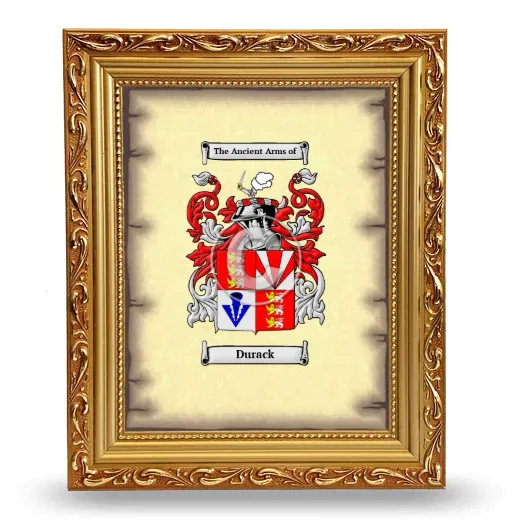 Durack Coat of Arms Framed - Gold