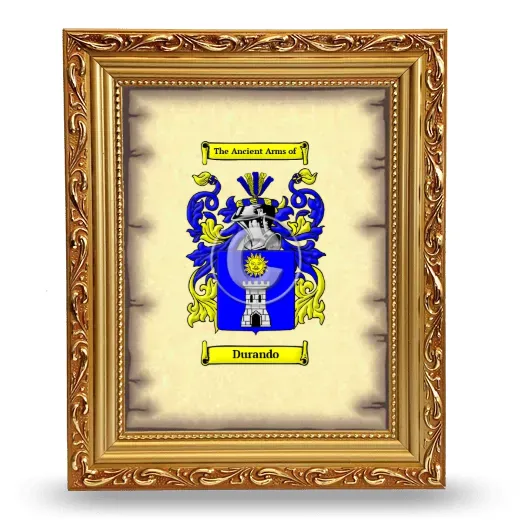 Durando Coat of Arms Framed - Gold