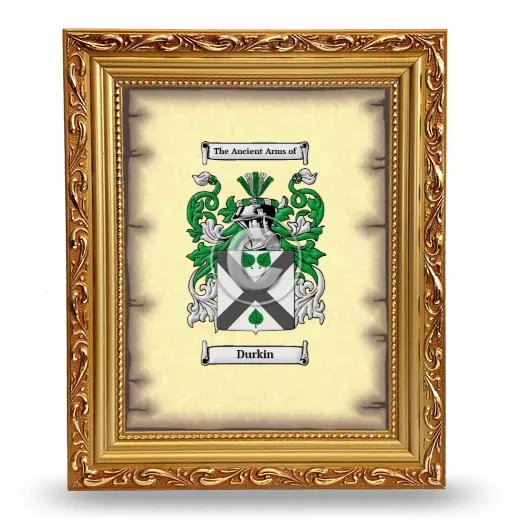 Durkin Coat of Arms Framed - Gold