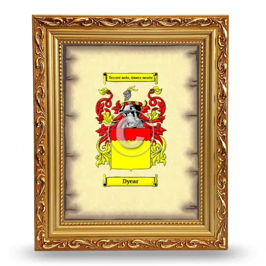 Dyear Coat of Arms Framed - Gold