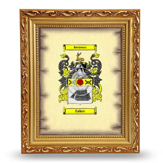 Eakes Coat of Arms Framed - Gold