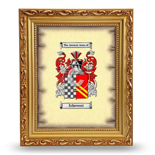 Echeverri Coat of Arms Framed - Gold