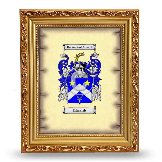 Edwards Coat of Arms Framed - Gold