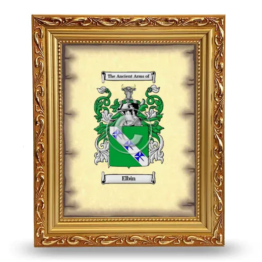 Elbin Coat of Arms Framed - Gold