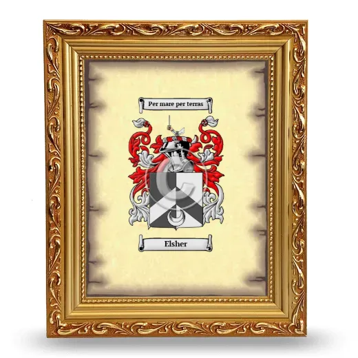 Elsher Coat of Arms Framed - Gold